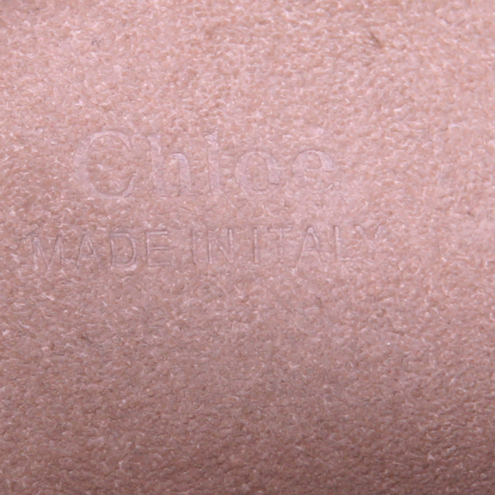 Sac à main Chloé Nile petit modèle en daim multicolore beige , vert-kaki rouge-rouille et marron et cuir beige - Detail D4