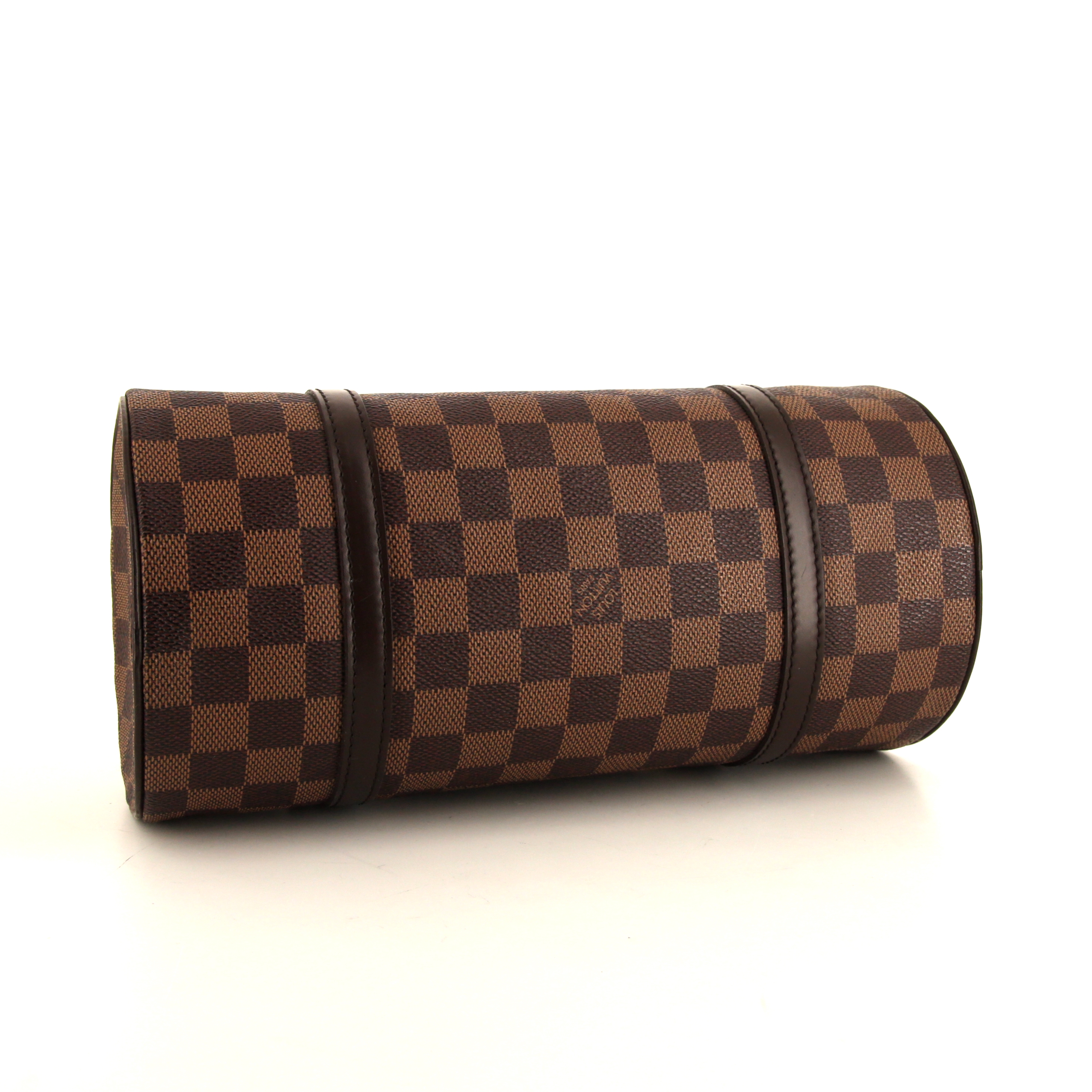 Louis Vuitton Papillon handbag in ebene damier canvas and brown leather - Detail D4