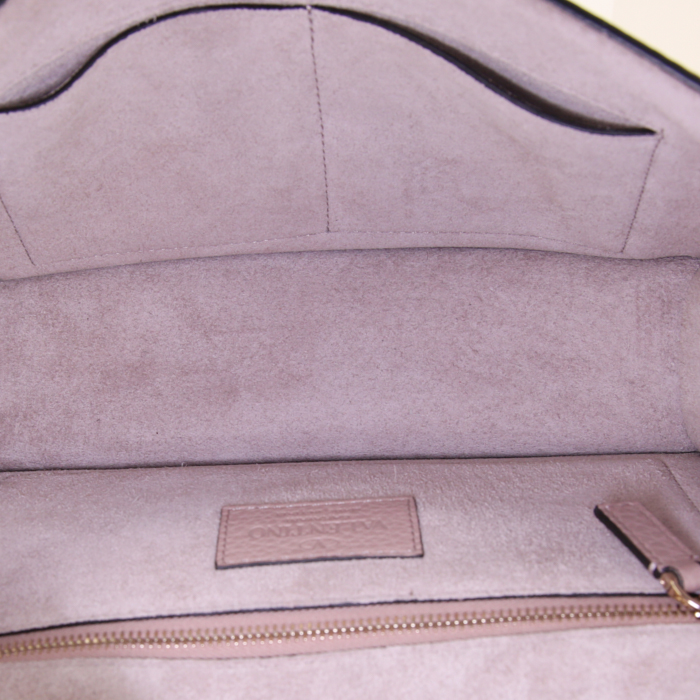 Borsa a tracolla Valentino Rockstud Lock in pelle rosa polvere - Detail D3