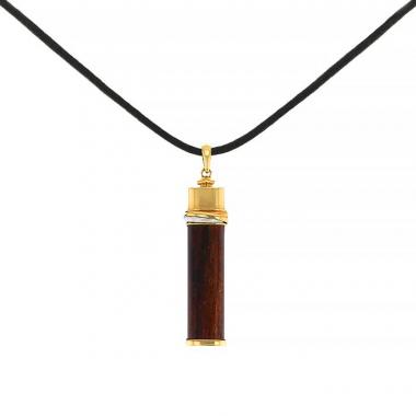 Colgante época años 70 Cartier Touch Wood en 3 oros y madera de serpiente