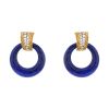 Van Cleef & Arpels 1960's earrings for non pierced ears in yellow gold, diamonds,  onyx and lapis-lazuli - Detail D1 thumbnail