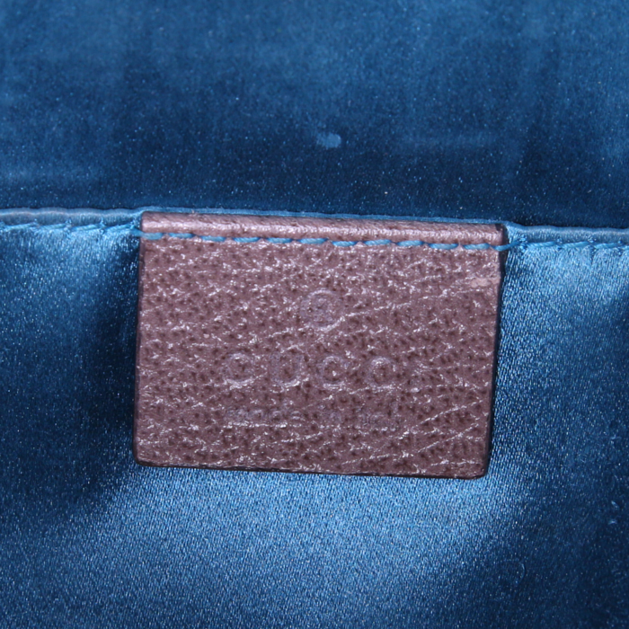 Bolso bandolera Gucci Ophidia en lona Monogram beige y cuero marrón - Detail D3