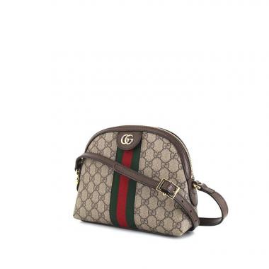 Sac bandoulière Camera Petit Gucci Toile Monogramme Beige et Cuir Marron