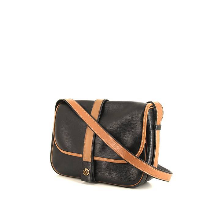 Hermes Nouméa handbag in black and gold leather - 00pp