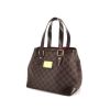 Shopping bag Louis Vuitton Hampstead in tela a scacchi marrone e pelle marrone - 00pp thumbnail