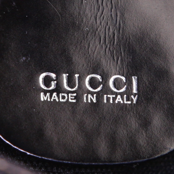 Gucci Bamboo handbag in black canvas and leather - Detail D3