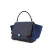 Celine Trapeze large model handbag in navy blue leather and navy blue suede - 00pp thumbnail