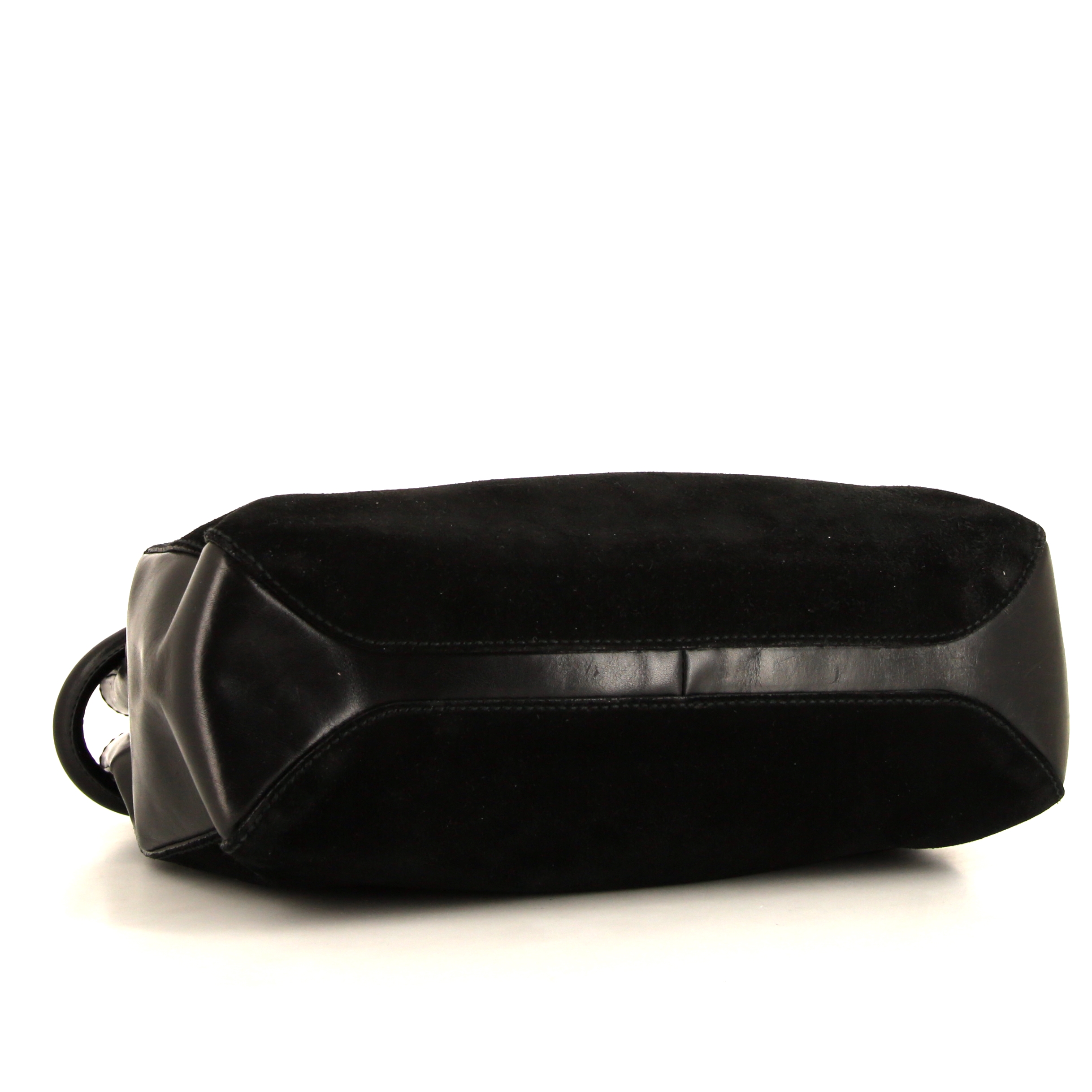 Gucci Mors handbag in black suede and black leather - Detail D4