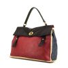 Yves Saint Laurent Muse Two large model handbag in red, blue and black tricolor leather and beige canvas - 00pp thumbnail