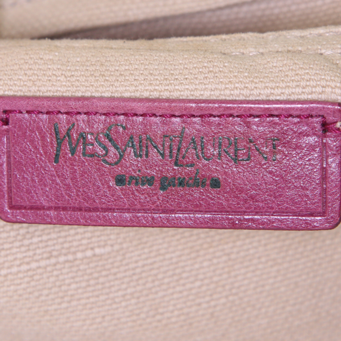 Borsa Yves Saint Laurent Muse Two modello grande in pelle tricolore rossa blu e nera e tela beige - Detail D3