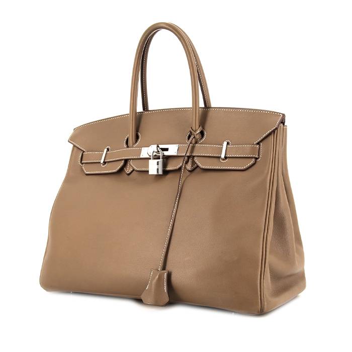 Hermès Birkin 35 cm handbag in etoupe Swift leather - 00pp
