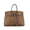 Bolso de mano Hermès Birkin 35 cm en cuero swift marrón etoupe - 360 thumbnail