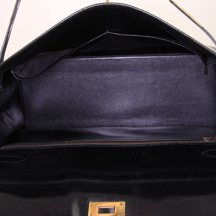 Bolso de mano Hermes Kelly 35 cm en cuero box negro - Detail D3