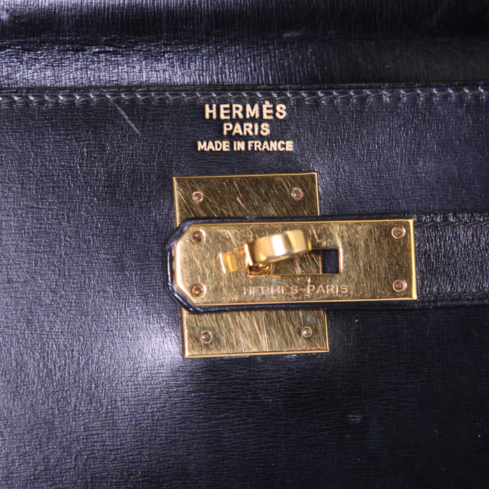 Hermes Kelly 35 cm handbag in black box leather - Detail D4
