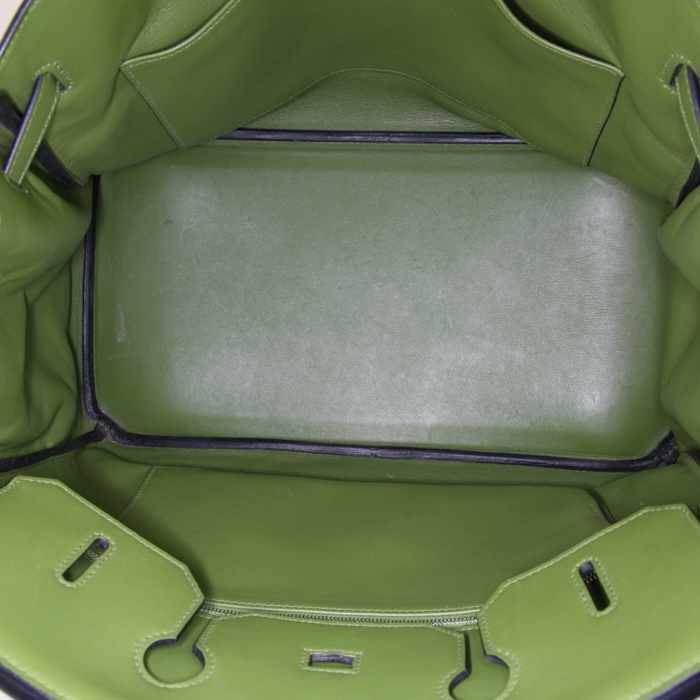 Bolso de mano Hermes Birkin 35 cm en cuero swift verde aceituna - Detail D2