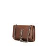 Saint Laurent Kate Pompon small model shoulder bag in brown leather - 00pp thumbnail