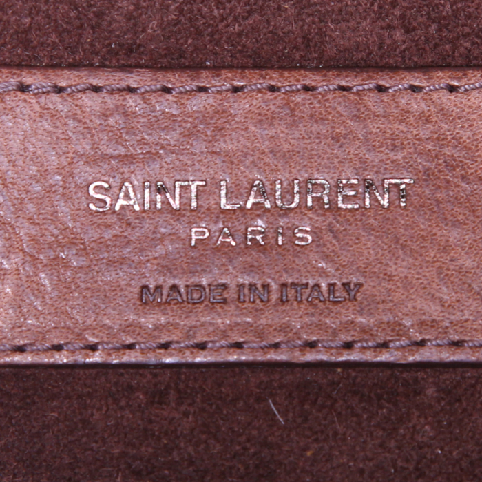 Borsa a tracolla Saint Laurent Kate Pompon modello piccolo in pelle marrone - Detail D3