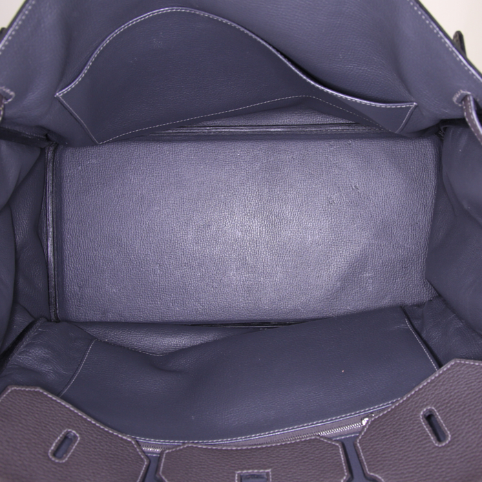 Borsa Hermes Birkin 40 cm in pelle taurillon clemence grigia - Detail D2