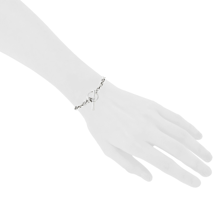 Brazalete Hermes Chaine d'Ancre modelo mediano en plata - Detail D1