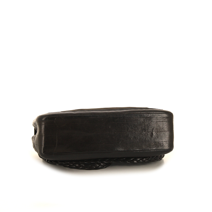 Bolso de mano Chanel Vintage en jersey marrón y cuero marrón - Detail D5