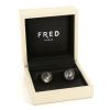 Fred pair of cufflinks in white gold,  mother of pearl and diamonds - Detail D2 thumbnail