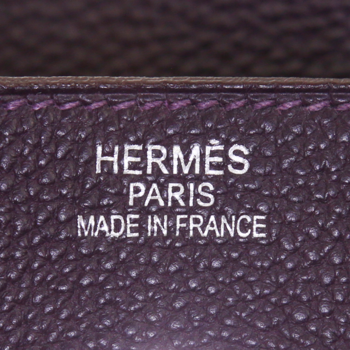 Bolso de mano Hermes Birkin 40 cm en cuero togo violeta Raisin - Detail D3
