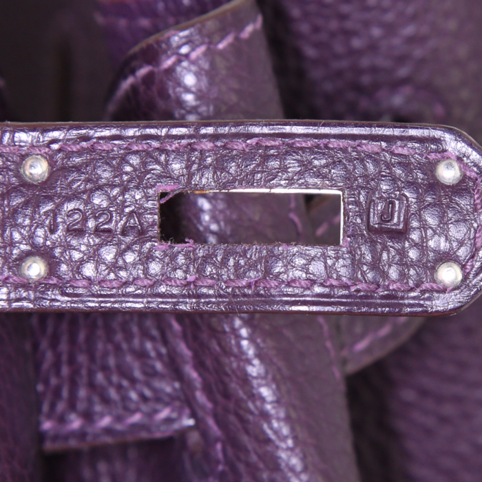 Sac à main Hermes Birkin 40 cm en cuir togo violet Raisin - Detail D4