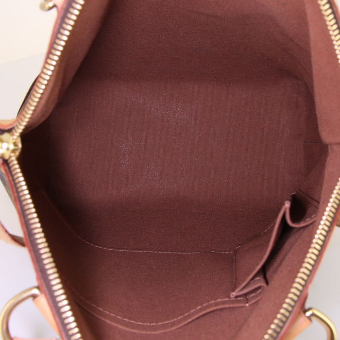 Bolso de mano Louis Vuitton Lockit  en lona Monogram marrón y cuero natural - Detail D2