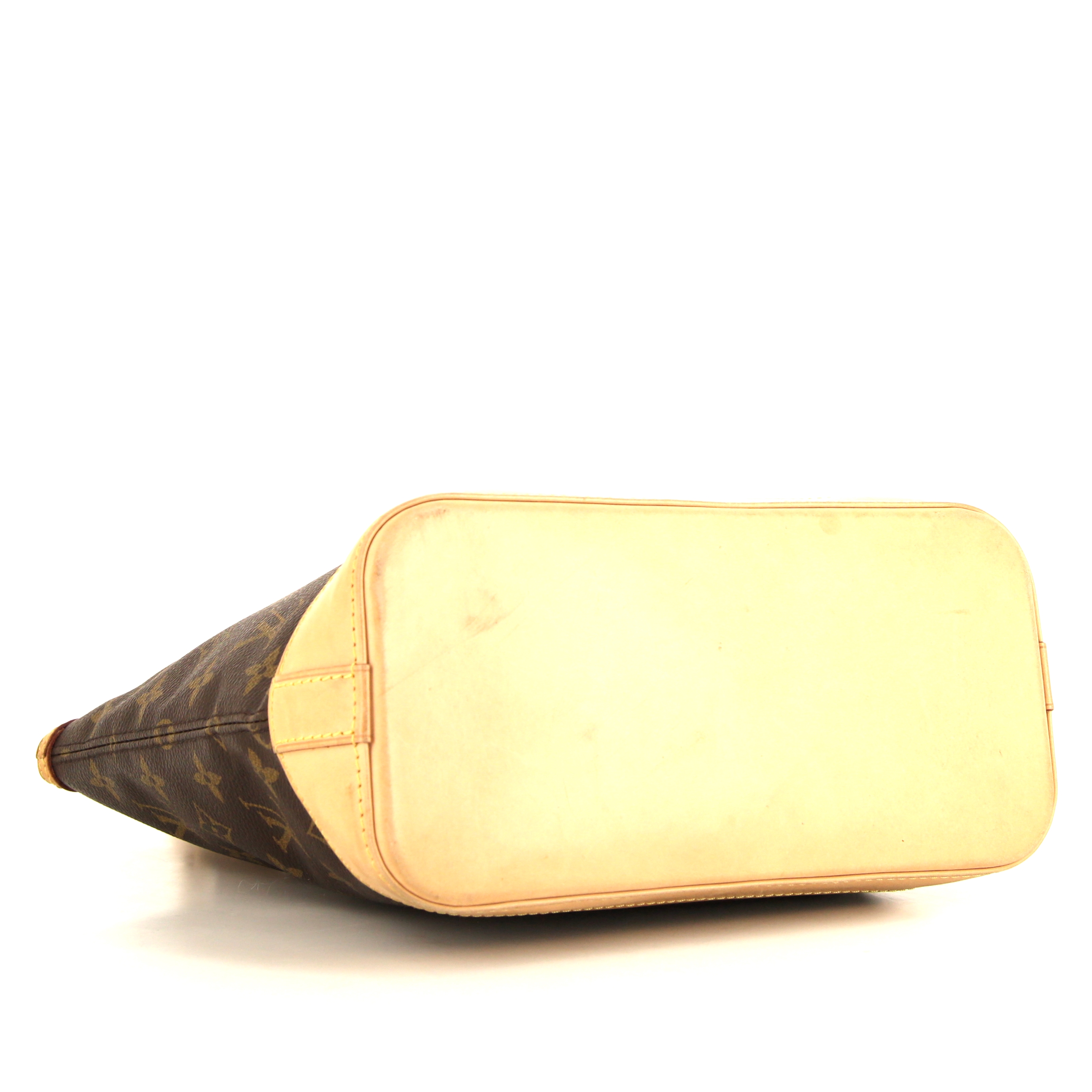 Sac à main Louis Vuitton Lockit  en toile monogram marron et cuir naturel - Detail D4