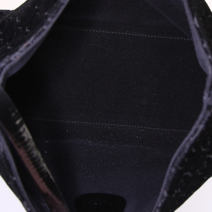 Borsa Gucci in velluto monogram nero e pelle nera - Detail D2