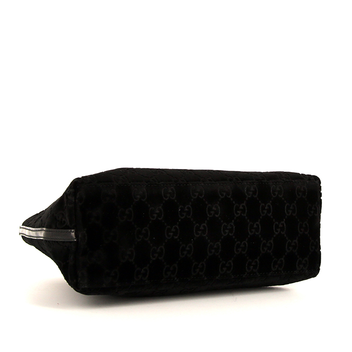 Borsa Gucci in velluto monogram nero e pelle nera - Detail D4