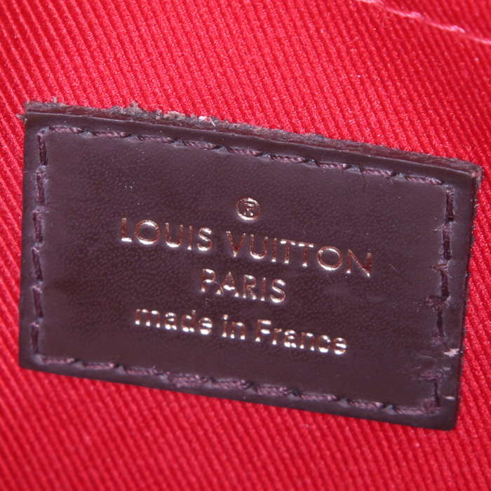 Sac à main Louis Vuitton Croisette en toile damier ébène et cuir marron - Detail D4