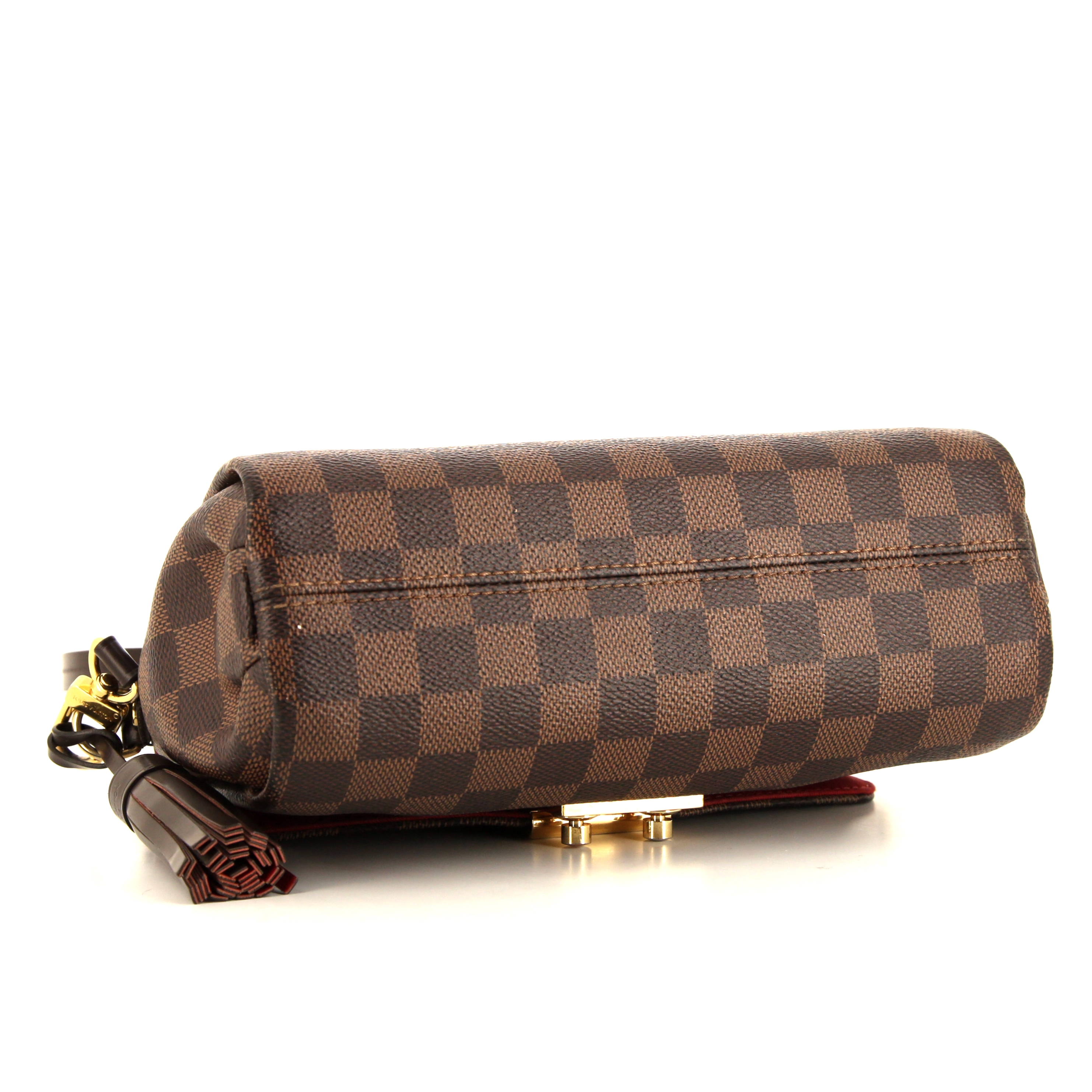 Louis Vuitton Croisette handbag in ebene damier canvas and brown leather - Detail D5