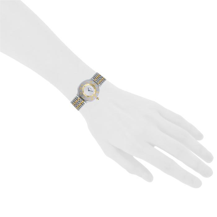 Cartier Must 21 watch in stainless steel and gold plated Ref: 1340 - Detail D1