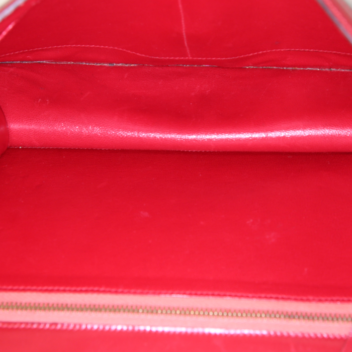 Bolso de mano Hermès Vintage en cuero box rojo y azul - Detail D3