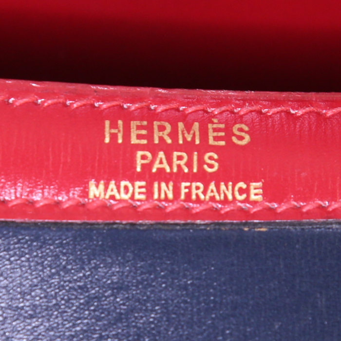 Hermès Vintage handbag in red and blue box leather - Detail D4