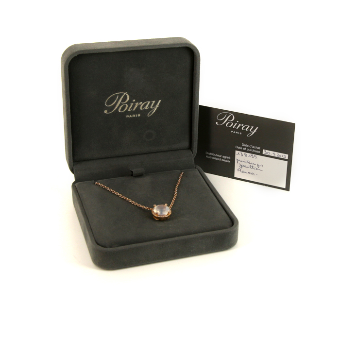 Collar Poiray Fille Cabochon en oro rosa, cuarzo blanco y diamantes - Detail D2