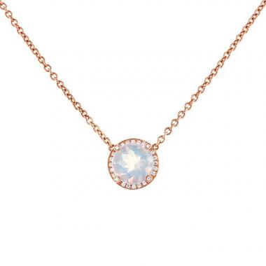 Collier Poiray Fille Cabochon en or rose,  quartz blanc et diamants