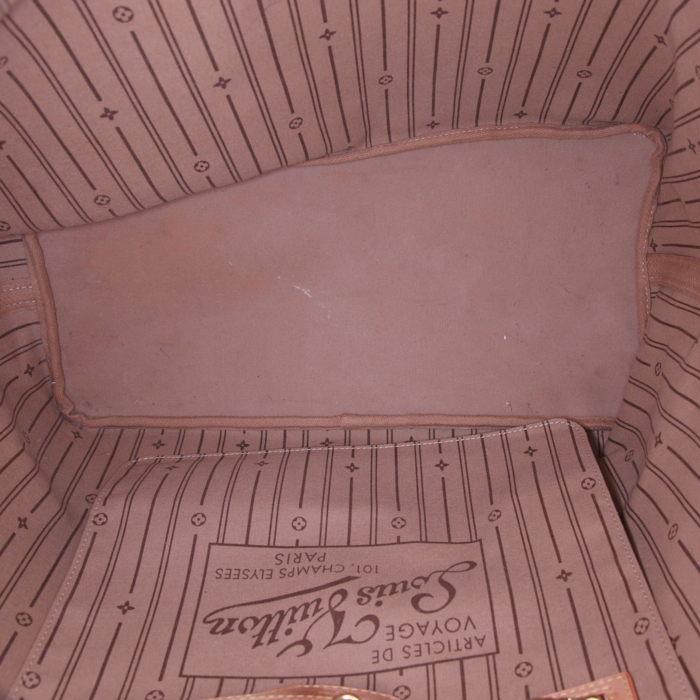 Bolso Cabás Louis Vuitton Neverfull modelo grande en lona Monogram marrón y cuero natural - Detail D2