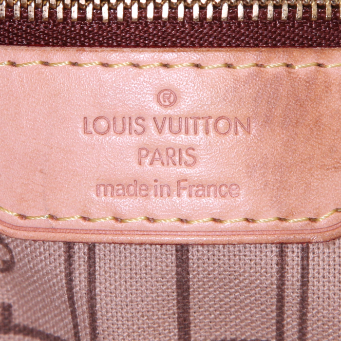 Bolso Cabás Louis Vuitton Neverfull modelo grande en lona Monogram marrón y cuero natural - Detail D3