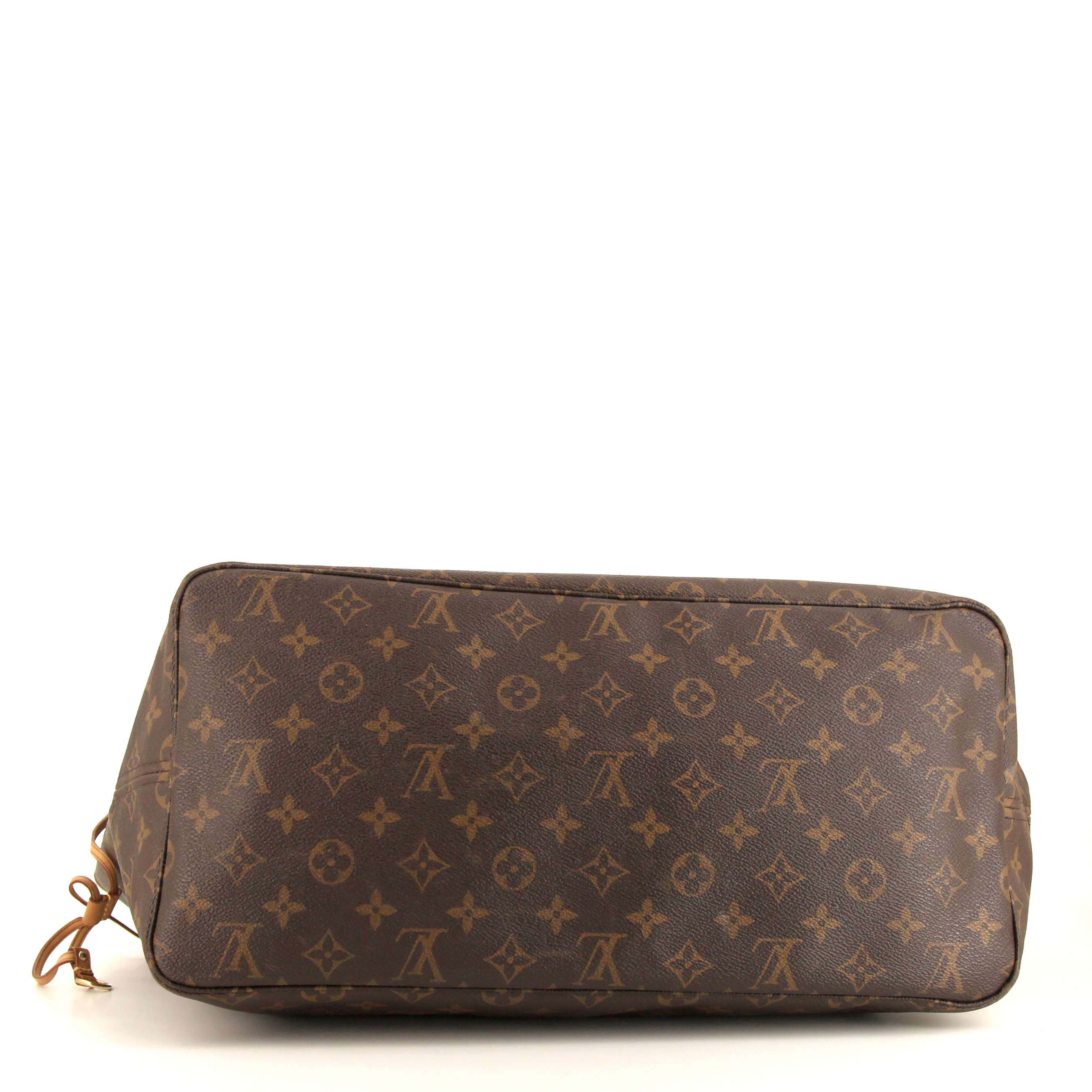 Louis Vuitton Neverfull large model shopping bag in brown monogram canvas and natural leather - Detail D4