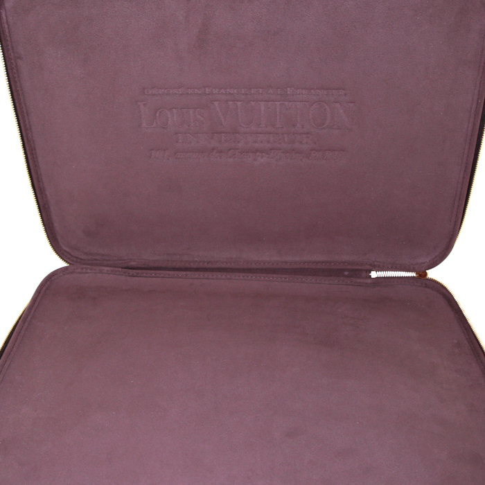 Louis Vuitton computer holder in ebene damier canvas and brown leather - Detail D2