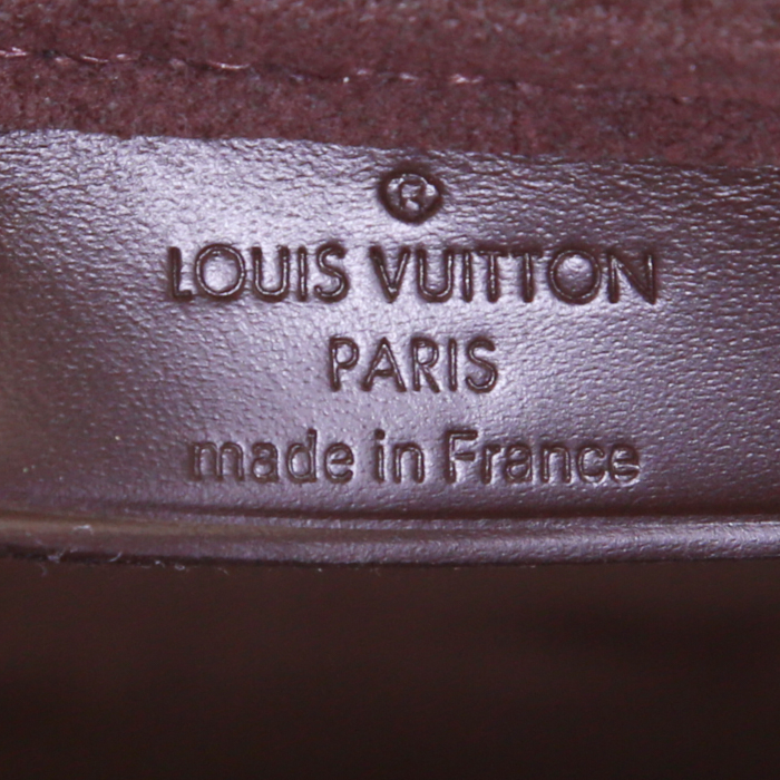Porte ordinateur Louis Vuitton en toile damier ébène et cuir marron - Detail D3