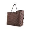 Shopping bag Louis Vuitton Neverfull modello grande in tela cerata con motivo a scacchi ebano e pelle marrone - 00pp thumbnail