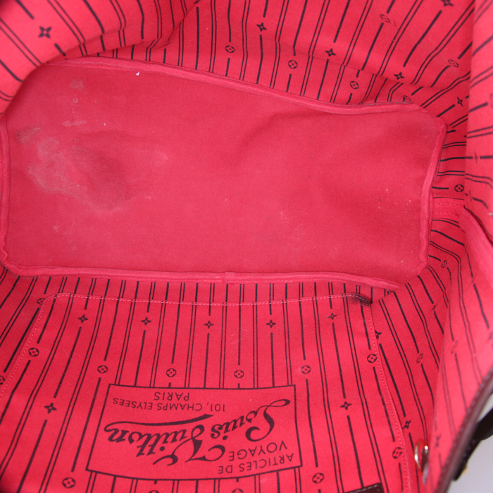 Bolso Cabás Louis Vuitton Neverfull modelo grande en lona a cuadros revestida ébano y cuero marrón - Detail D2