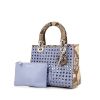 Dior Lady Dior medium model handbag in blue leather cannage and python - 00pp thumbnail