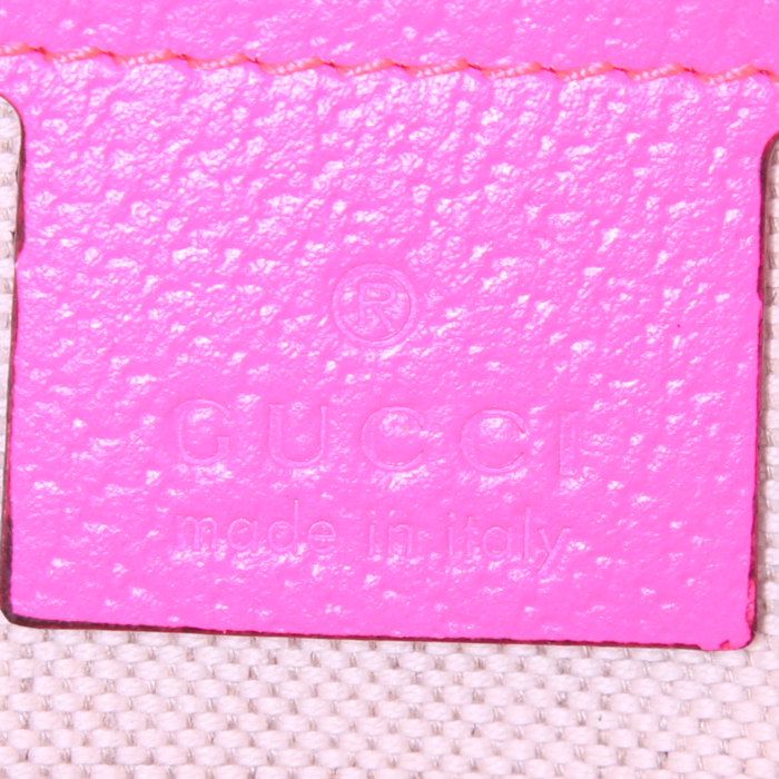 Borsa a tracolla Gucci in tela a fiori e pelle rosa - Detail D3