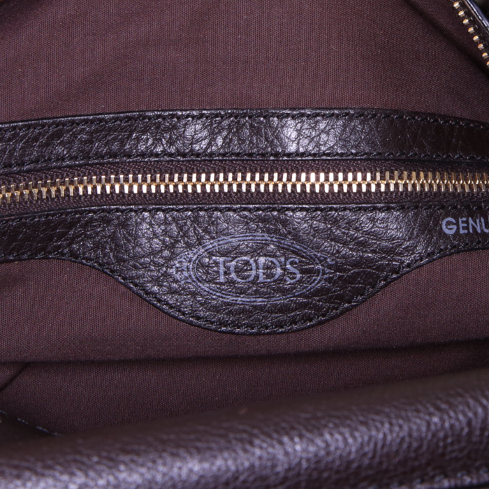 Sac à main Tod's en cuir marron-foncé - Detail D3