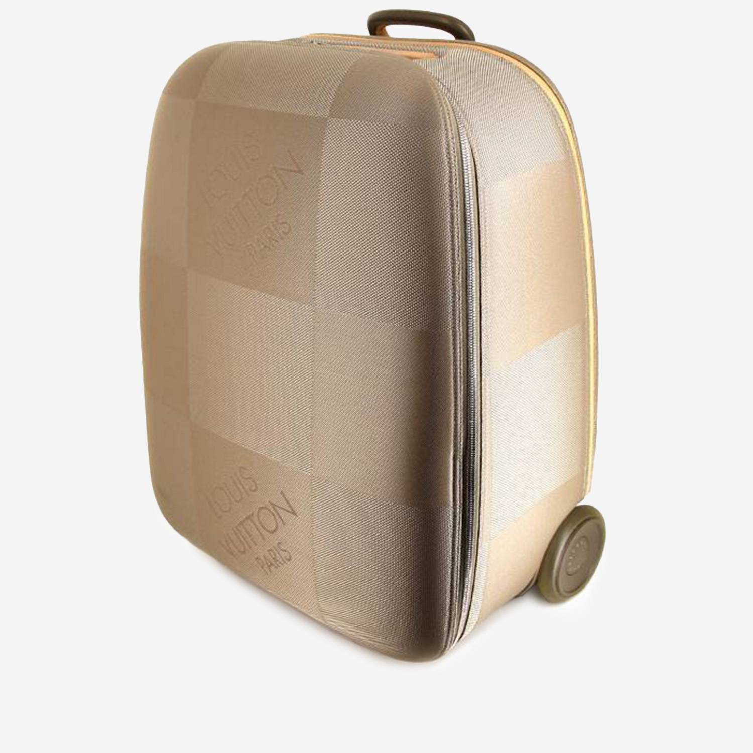 Valise Louis Vuitton Conquérant en toile damier et cuir naturel