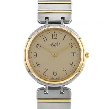 Montre Hermès Windsor en acier et plaqué or Vers  1990